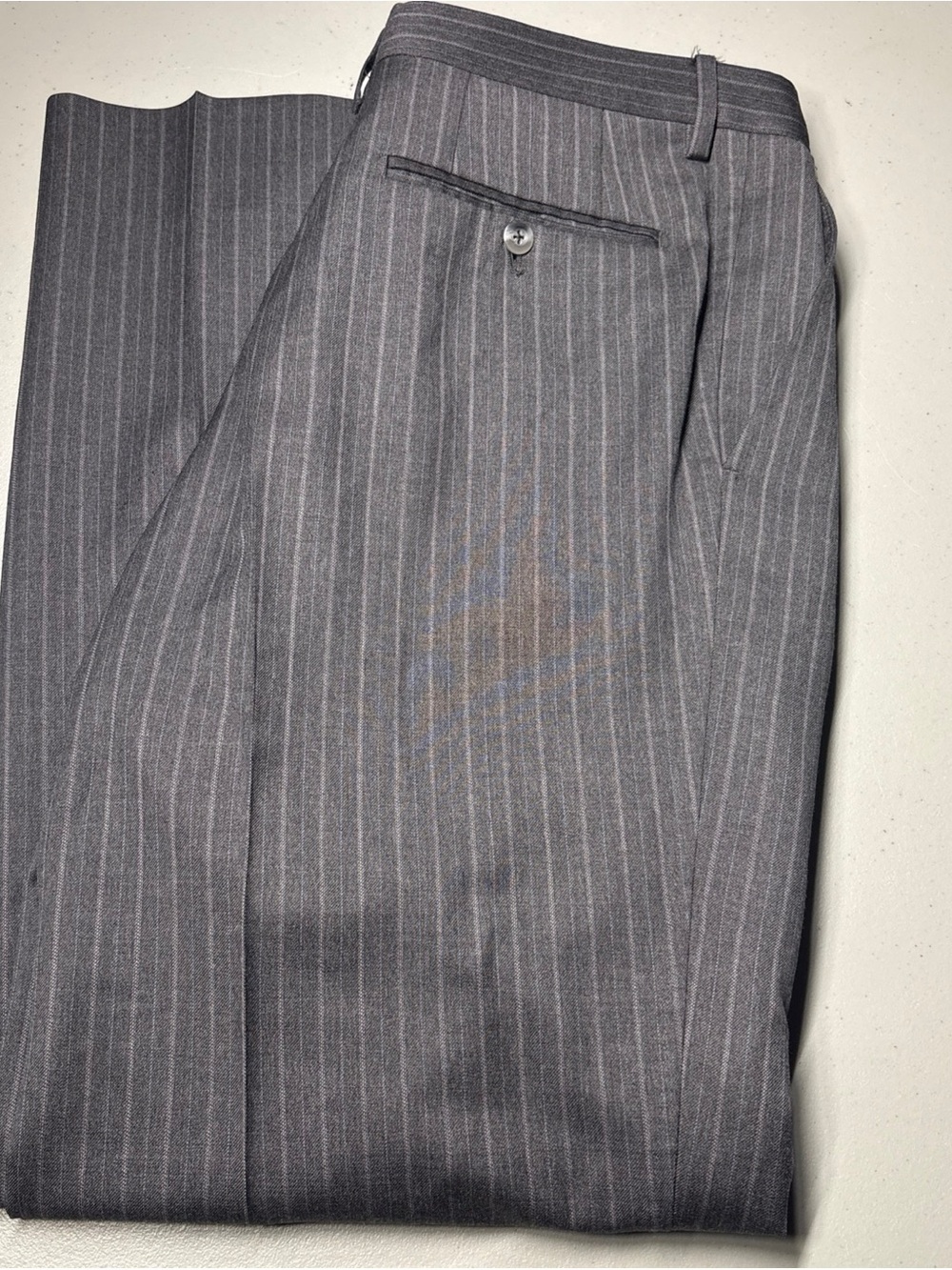 Dolce & Gabbana Dress Pants Mens 36X32 Black Wool Pinstripe Pleated Lined Italy